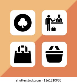 4 money icons in vector set. club chip, commerce and shopping, check in and business and finance illustration for web and graphic design
