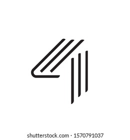 4 monogram. Abstract letter 4 logo design. Line creative symbol. Logo branding. Universal vector icon - Vector