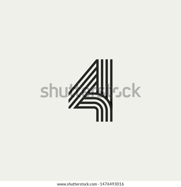 4 monogram.\
Abstract letter 4 logo design. Line creative symbol. Logo branding.\
Universal vector icon -\
Vector