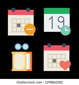 4 month icons with literature and calendar in this set