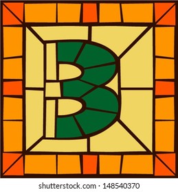 4 - Mosaic numbers, stained glass windows with frame or tile design, vector illustration