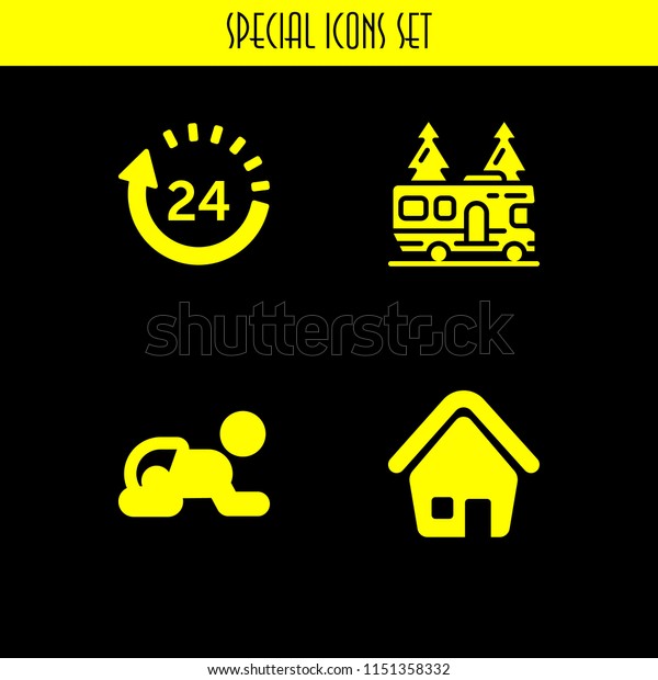 4 mother icons in vector set.\
trip, day, home and diaper illustration for web and graphic\
design