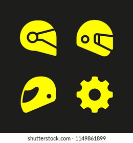 4 motorcycle icons in vector set. helmet and gear illustration for web and graphic design