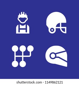4 motorcycle icons in vector set. helmet and gear illustration for web and graphic design