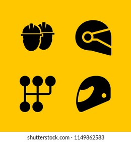 4 motorcycle icons in vector set. helmet and gear illustration for web and graphic design