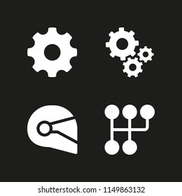 4 motorcycle icons in vector set. helmet and gear illustration for web and graphic design