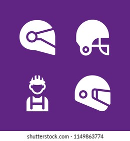 4 motorcycle icons in vector set. helmet illustration for web and graphic design