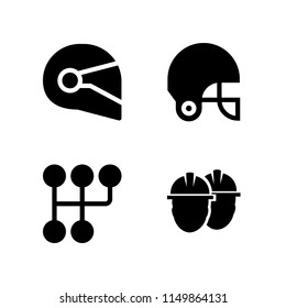 4 motorcycle icons in vector set. helmet and gear illustration for web and graphic design