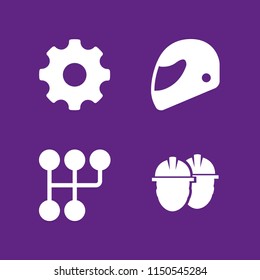 4 motorcycle icons in vector set. helmet and gear illustration for web and graphic design