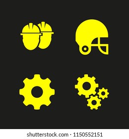 4 motorcycle icons in vector set. helmet and gear illustration for web and graphic design