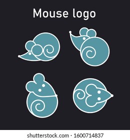 4 Mouse Logo Outline icons set. Vector Illustration