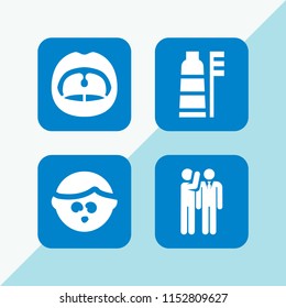 4 mouth icons in vector set. toothbrush, dazed, dentist and secret illustration for web and graphic design