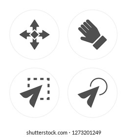 4 Move, Select, Hold, Click modern icons on round shapes, vector illustration, eps10, trendy icon set.