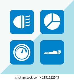 4 movement icons in vector set. equal, car lights and speed illustration for web and graphic design