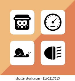4 movement icons in vector set. speed, car lights, slow and sporty illustration for web and graphic design