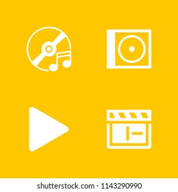 4 movie icon set with play button, compact disc and clapperboard vector illustration for graphic design and web