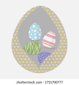 4 multicolour happy easter eggs in egg shell