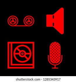 4 music icons with compact disc and recording in this set