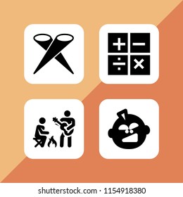 4 music icons in vector set. punk, sings, guitar and stage illustration for web and graphic design