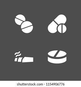 4 narcotic icons in vector set. marijuana and drug illustration for web and graphic design