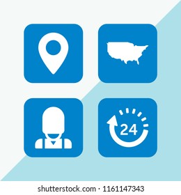 4 nation icons in vector set. day, maps and flags, us map and england illustration for web and graphic design