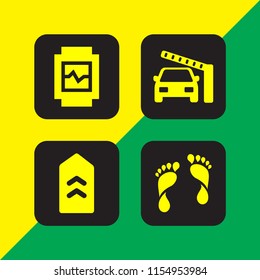 4 national icons in vector set. human footprints, military, frontier and health illustration for web and graphic design