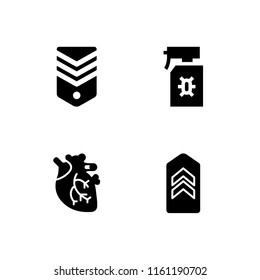 4 national icons in vector set. health, military and heart illustration for web and graphic design