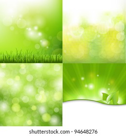 4 Nature Background, Vector Illustration