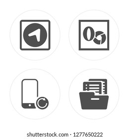 4 Navigation, Refresh, Browser, Files modern icons on round shapes, vector illustration, eps10, trendy icon set.