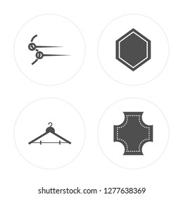 4 Needles, Hanger, Patch, Fabric modern icons on round shapes, vector illustration, eps10, trendy icon set.