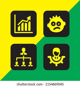 4 negative icons in vector set. boss, ascendant bars graphic and dissapointment illustration for web and graphic design