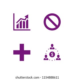 4 negative icons in vector set. ascendant bars graphic, boss, cross mark and no stopping illustration for web and graphic design