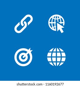 4 net icons in vector set. link, goal, sphere and global illustration for web and graphic design