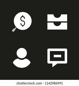 4 network icon set with file, user and search vector illustration for graphic design and web