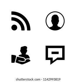 4 network icon set with user, chat and rss vector illustration for graphic design and web