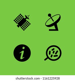 4 network icons in vector set. antenna, info, cells and satellite illustration for web and graphic design