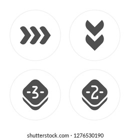 4 Next, Three, Download, Two modern icons on round shapes, vector illustration, eps10, trendy icon set.