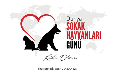 4 Nisan Dünya Sokak Hayvanları Günü
cat dog heart vector and 