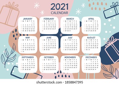4 no hand drawn new year 2021 calendar