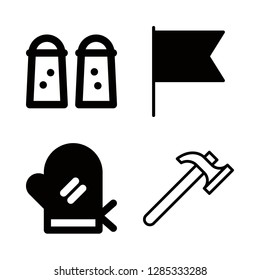 4 nobody icons with flag and hammer in this set