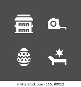 4 nobody icons in vector set. hotel, holiday, ruler and beach illustration for web and graphic design