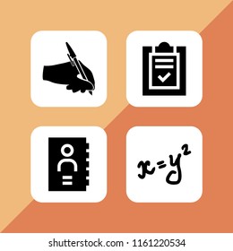 4 notepad icons in vector set. agenda, list, school and write illustration for web and graphic design