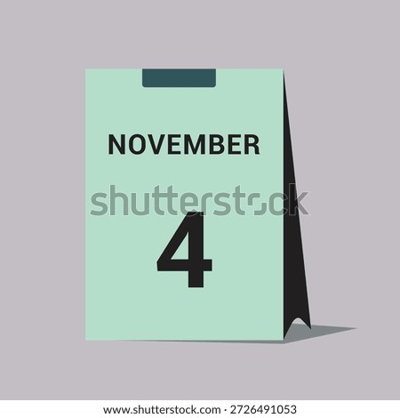4 november calendar date icon minimal desk calendar vector illustration