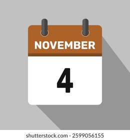4 november calendar icon vector month date number illustration design