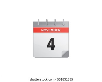 4 November calendar vector illustration on white background