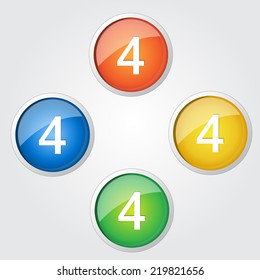 4 Number Circular Vector Colorful Web Icon Set Button