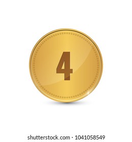 4 Number Circular Vector Gold Web Icon