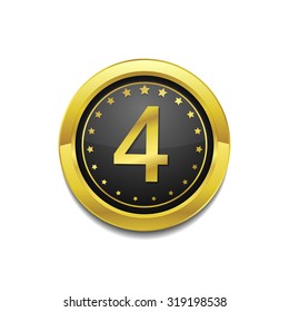4 Number Circular Vector Gold Web Icon Button