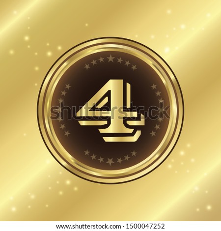 4 Number Circular Vector Gold Web Icon Button
