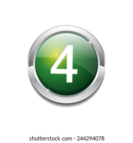 4 Number Circular Vector Green Web Icon Button